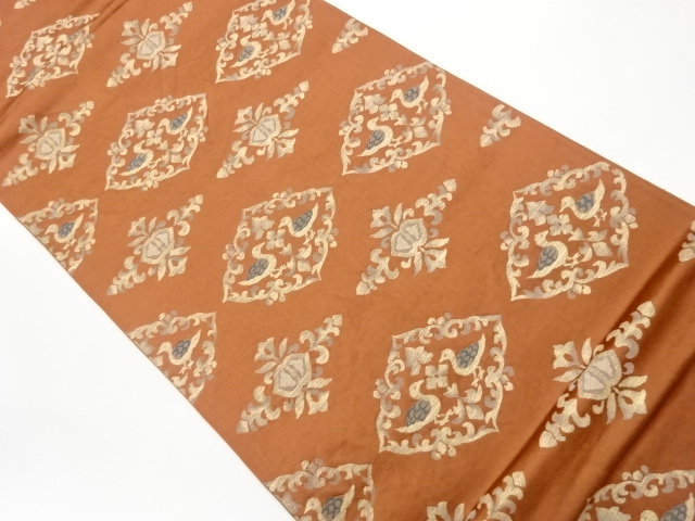 JAPANESE FUKURO OBI / WOVEN ABSTRACT FLOWER & BIRDS